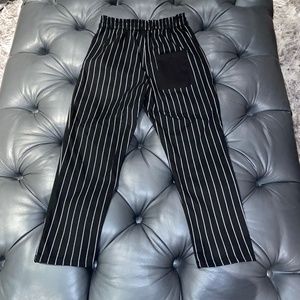 Black pants with white strips